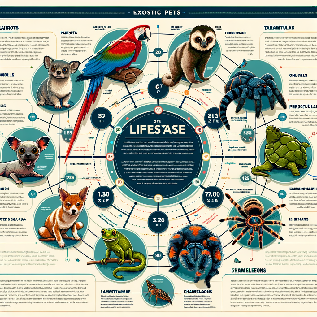 Infographic illustrating exotic pet lifespan, longevity of exotic pets, and the importance of understanding pet lifespan and exotic pet care for pet longevity.
