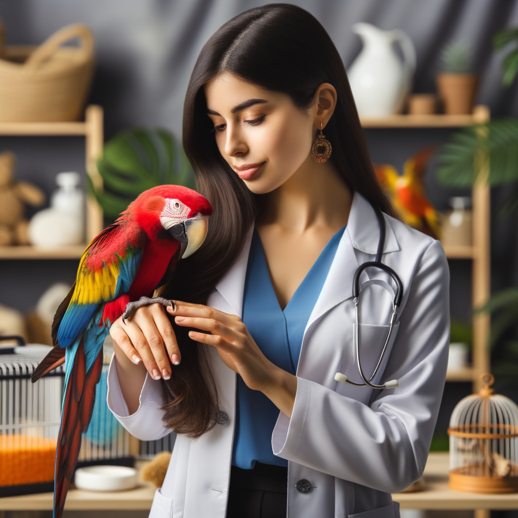 Professional woman using exotic pet bonding techniques with a parrot to strengthen pet relationships, highlighting the importance of understanding exotic pet behavior for improved companionship and care.