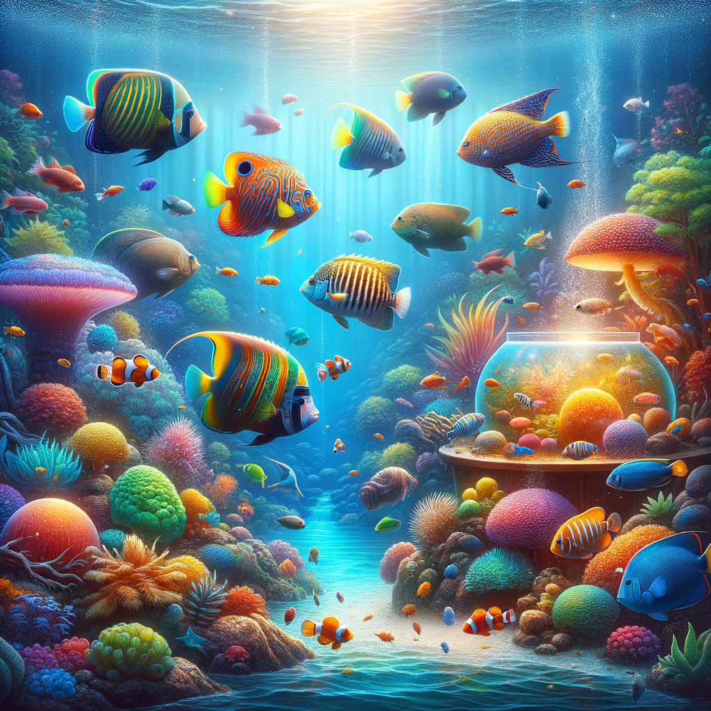 Exotic fish species swimming in a vibrant aquarium, illustrating popular pet fish and the care required for exotic pet ownership.