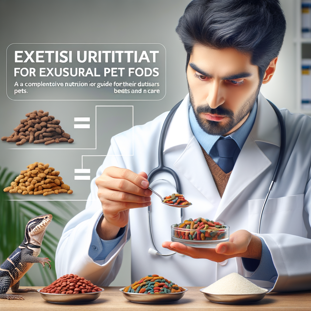 Veterinarian measuring exotic pet food, demonstrating a balanced diet for exotic pets, highlighting nutritional needs for exotic pet health and care.