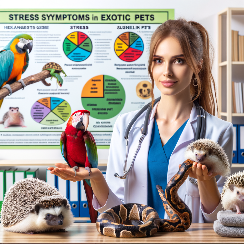 Veterinarian at an exotic pet care clinic demonstrating stress relief techniques for pets like parrots, snakes, and hedgehogs, highlighting exotic animal stress techniques and pet stress management for improving exotic pet health and behavior.