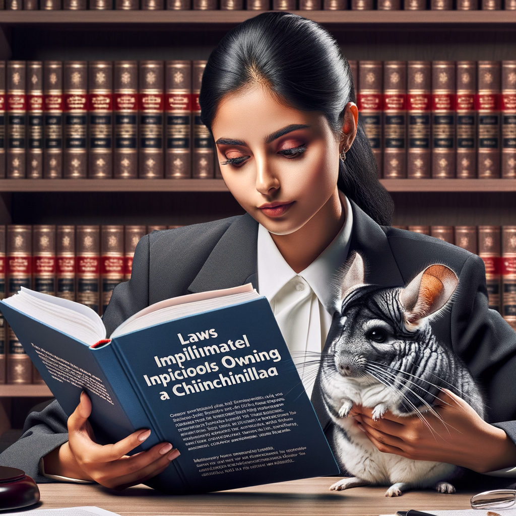 Lawyer reviewing chinchilla ownership laws and legal aspects of owning a chinchilla, emphasizing chinchilla care legal requirements and understanding chinchilla ownership rights.