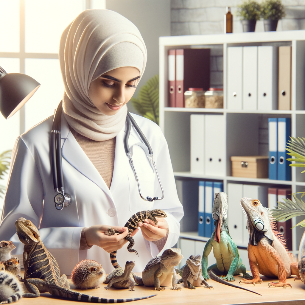 Veterinarian providing seasonal health precautions and exotic pet care in a clinic, demonstrating pet health tips and maintenance solutions for exotic pet health issues and seasonal diseases.