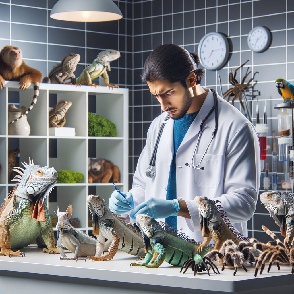 Veterinarian performing an exotic pet health check during a wellness exam, highlighting the importance of regular exotic animal veterinary care and vet services for optimal exotic pet healthcare.