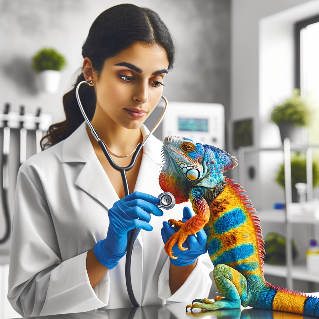 Professional veterinarian providing specialized veterinary services for exotic pet health during regular check-up, highlighting the importance of pet health maintenance and benefits of regular veterinary visits for exotic animal care.
